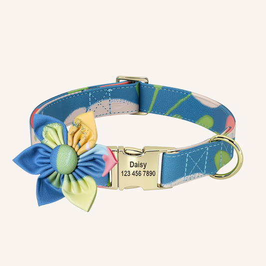 ネイビーフラワー首輪