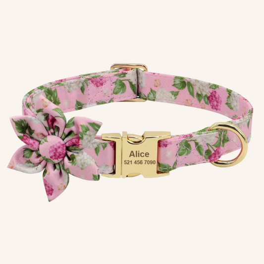 ピンクフラワー首輪