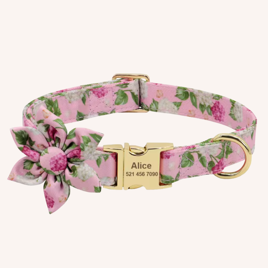 ピンクフラワー首輪