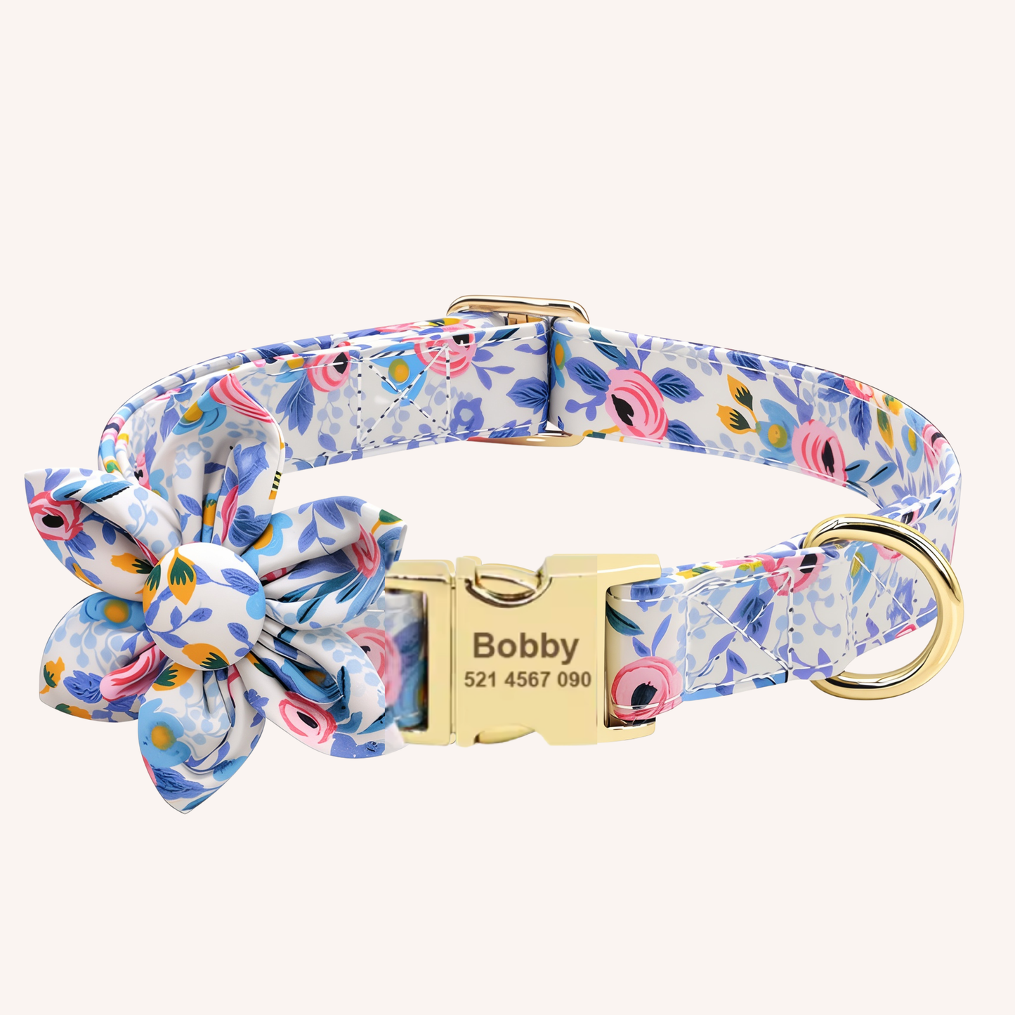 ブルーフラワー首輪