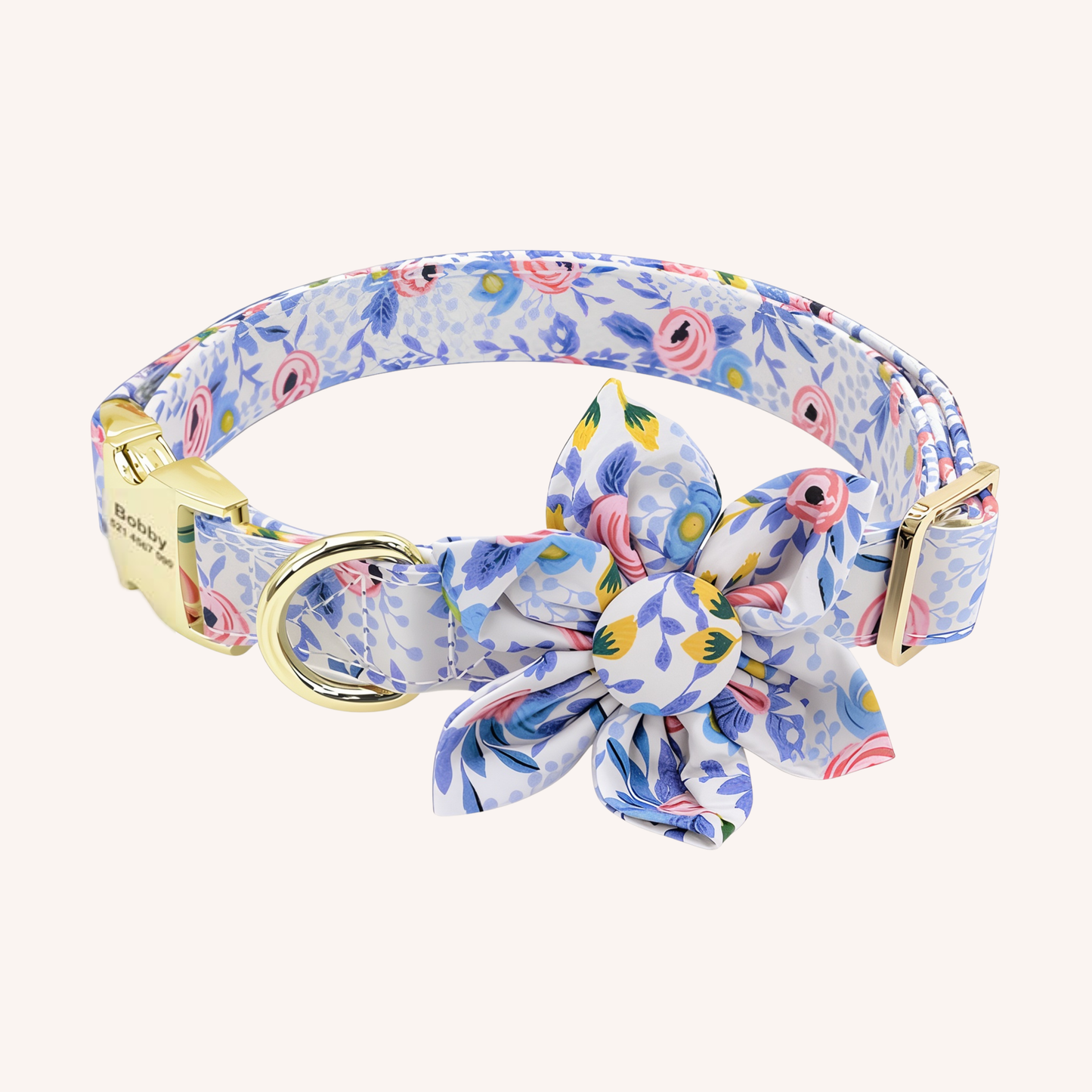 ブルーフラワー首輪