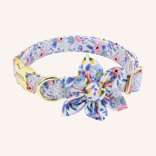 ブルーフラワー首輪